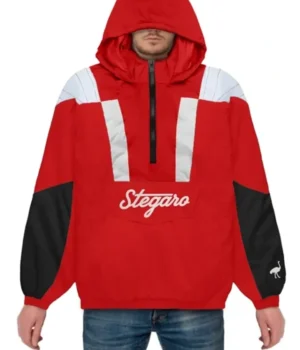  Archie Stegaro Red Hooded Jacket