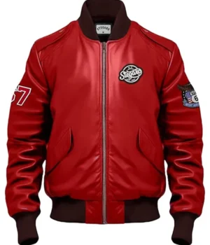  Dario Stegaro Bomber Red Leather Jacket