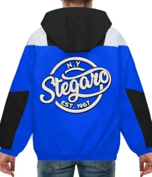  Edge Hooded Stegaro Blue And Black Jacket