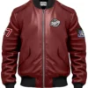  Haddy Leather Stegaro Maroon Bomber Jacket