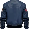  Johannsen Navy Blue Stegaro Bomber Leather Jacket