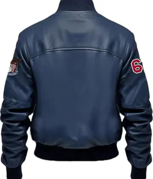  Johannsen Navy Blue Stegaro Bomber Leather Jacket