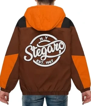  Nick Stegaro Orange And Brown Hooded Jacket