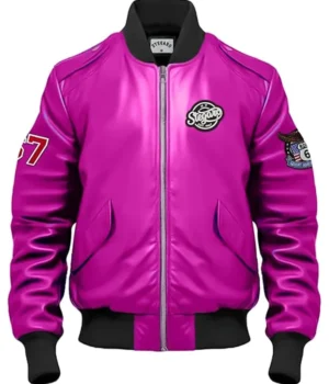  Parker Pink Stegaro Bomber Leather Jacket