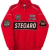  Red Stegaro Moto Bomber Jacket