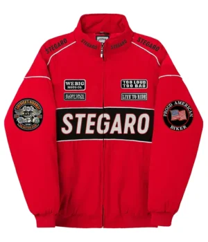  Red Stegaro Moto Bomber Jacket