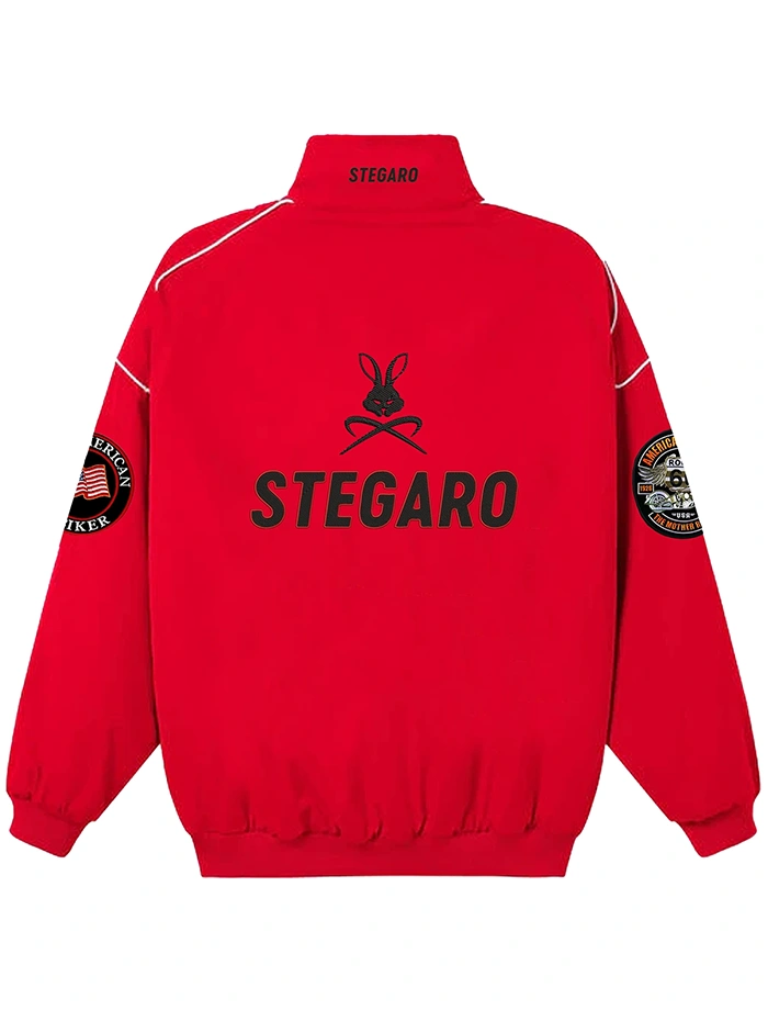 Red Stegaro Moto Bomber Jacket Red Stegaro Moto Bomber Jacket