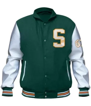  Skyler Green And White Stegaro Varsity Jacket