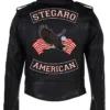  Stegaro American Black Biker Leather Jacket