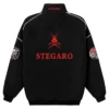  Stegaro Black Moto Bomber Jacket