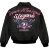  Stegaro Black Real Leather Bomber Jacket