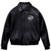  Stegaro Black Real Leather Bomber Jacket