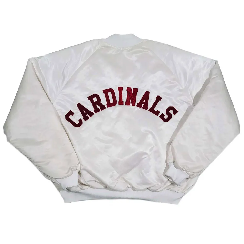 80s Arizona Cardinals Bomber White Satin Jacket 80s Arizona Cardinals Bomber White Satin Jacket product image