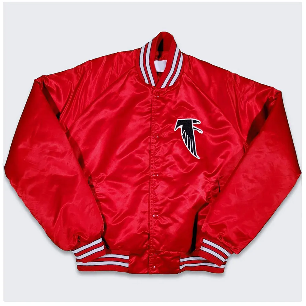 80s Atlanta Falcons Red Bomber Satin Jacket 80s Atlanta Falcons Red Bomber Satin Jacket product image