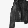 Tavares Womens Black Cafe Racer Leather Jacket product image