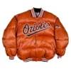 90’s Baltimore Orioles Orange Satin Puffer Jacket product image