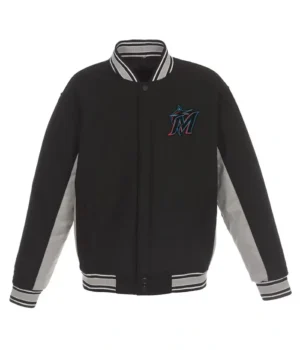 Accent Miami Marlins Varsity Black Wool Jacket product image