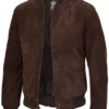 Adamsville Mens Dark Brown Suede Bomber Jacket product image