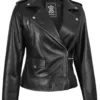 Amber Womens Asymmetrical Black Biker Style Leather Jacket Amber Womens Asymmetrical Black Biker Style Leather Jacket product image