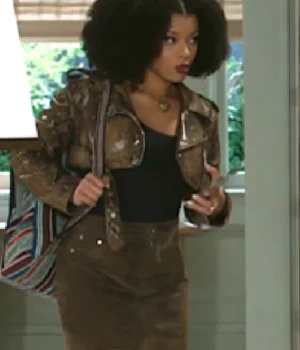 Ambyr Michelle Beyond the Gates Brown Crop Moto Jacket product image