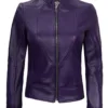 Amy Purple Cafe Racer Women's Leather Jacket product image