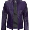 Amy Purple Cafe Racer Women's Leather Jacket product image