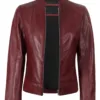 Amy Women's Maroon Leather Jacket product image