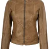 Amy Womens Camel Leather Biker Style Jacket Amy Womens Camel Leather Biker Style Jacket product image