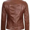 Amy Women Cognac Brown Cafe Racer Leather Jacket product image