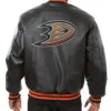 Varsity Anaheim Ducks Black Leather Jacket product image