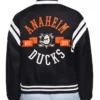 Printed Logo Anaheim Ducks Varsity Satin Jacket product image