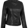 Arezzo Black Flap Closure Cafe Racer Leather Jacket Arezzo Black Flap Closure Cafe Racer Leather Jacket product image