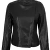 Arezzo Black Flap Closure Cafe Racer Leather Jacket Arezzo Black Flap Closure Cafe Racer Leather Jacket product image