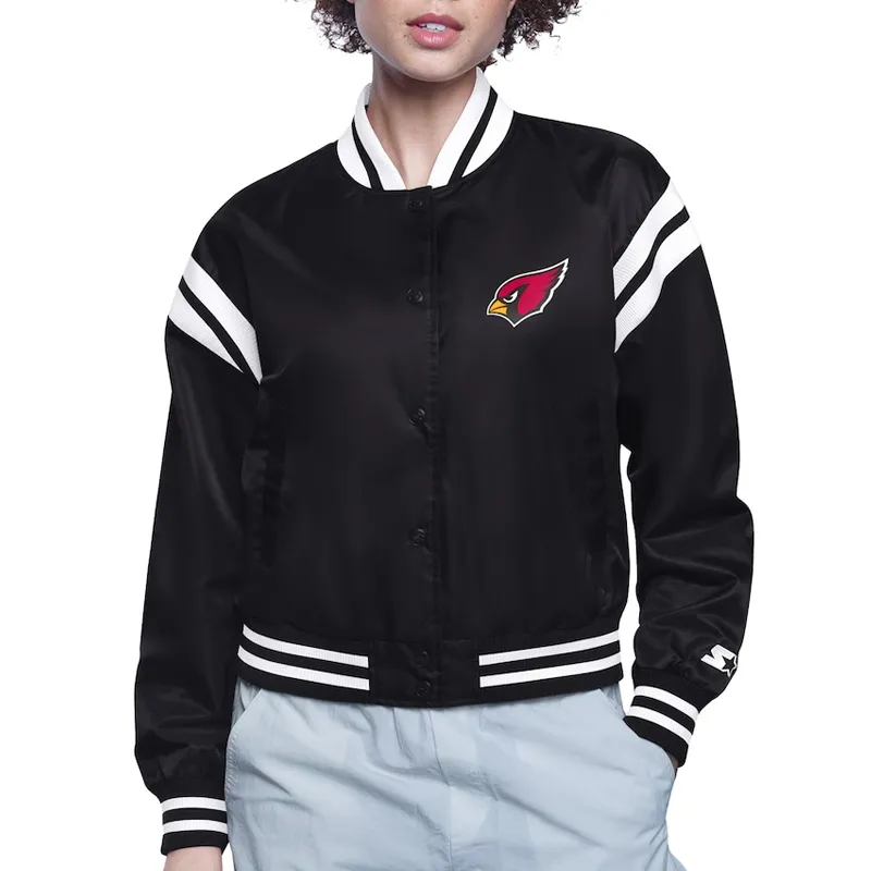 Arizona Cardinals Printed Logo Varsity Satin Jacket Arizona Cardinals Printed Logo Varsity Satin Jacket product image