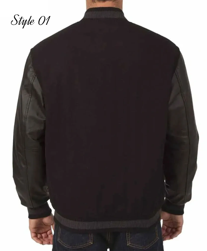 Arizona Coyotes Black Wool and Leather Varsity Jacket Arizona Coyotes Black Wool and Leather Varsity Jacket product image