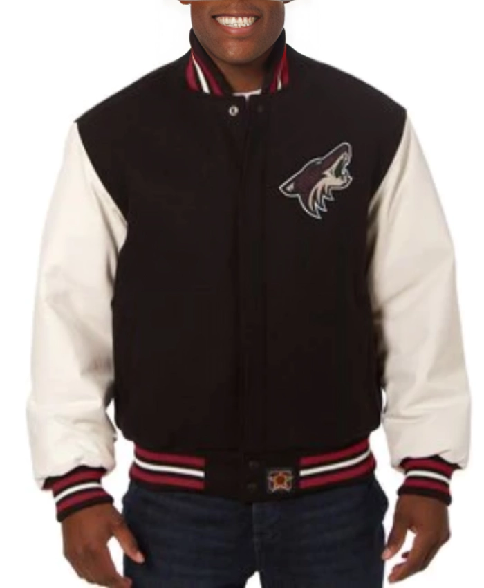 Arizona Coyotes Black and White Varsity Jacket Arizona Coyotes Black and White Varsity Jacket product image