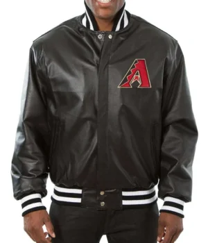 Arizona Diamondbacks Black Leather Varsity Jacket product image