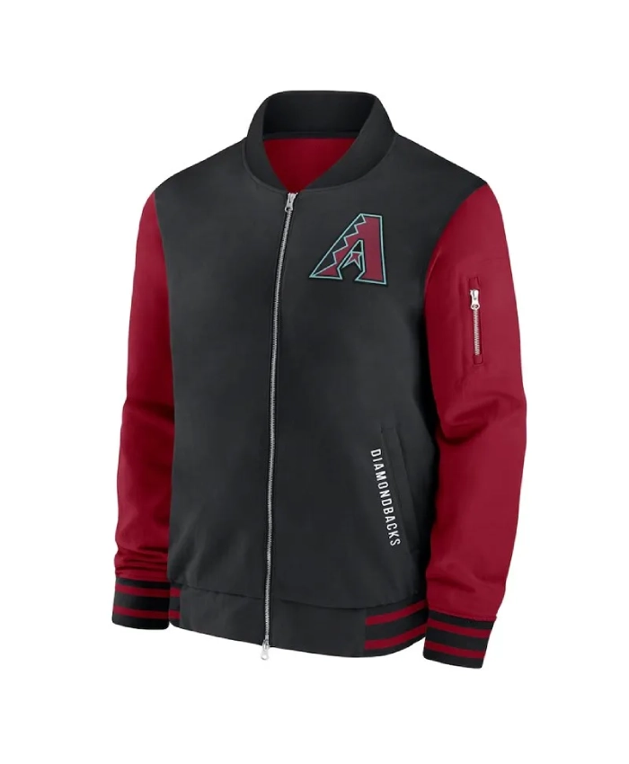 Arizona Diamondbacks Collection Dugout Black/Red Bomber Jacket Arizona Diamondbacks Collection Dugout Black/Red Bomber Jacket product image