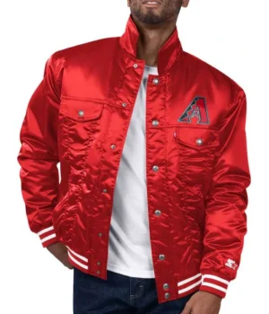 Arizona Diamondbacks Red Silver Tab Trucker Satin Jacket product image