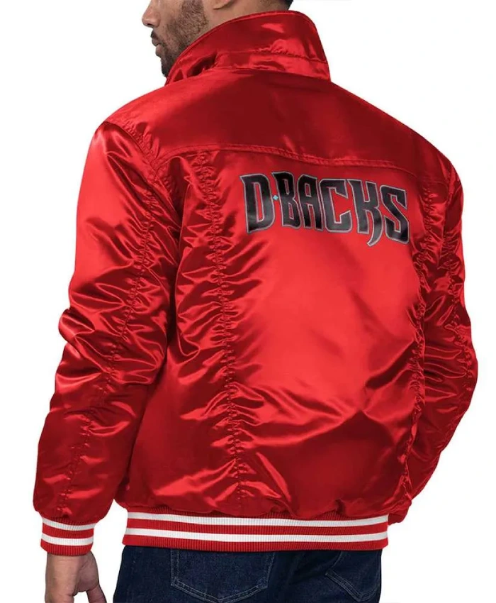 Arizona Diamondbacks Red Silver Tab Trucker Satin Jacket Arizona Diamondbacks Red Silver Tab Trucker Satin Jacket product image