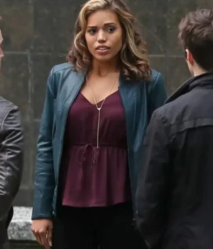 Arrow Season 4 Ciara Renée Blue Leather Jacketuncategor product image