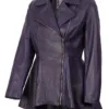 Women's Asymmetrical Purple Peplum Leather Jacket product image