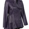 Women's Asymmetrical Purple Peplum Leather Jacket product image