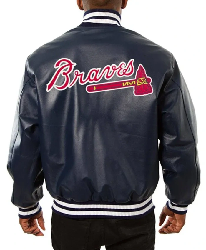 Atlanta Braves Navy Leather Varsity Jacket Atlanta Braves Navy Leather Varsity Jacket product image