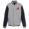 Atlanta Braves Varsity Gray and Navy Wool Jacket product image