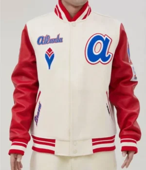 Atlanta Braves Mash Up Off White Varsity Jacket product image