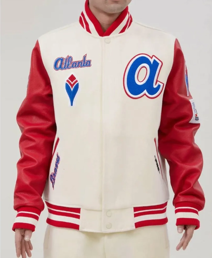 Atlanta Braves Mash Up Off White Varsity Jacket Atlanta Braves Mash Up Off White Varsity Jacket product image