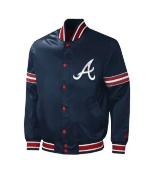 Atlanta Braves Midfield Varsity Navy Satin Jacket product image