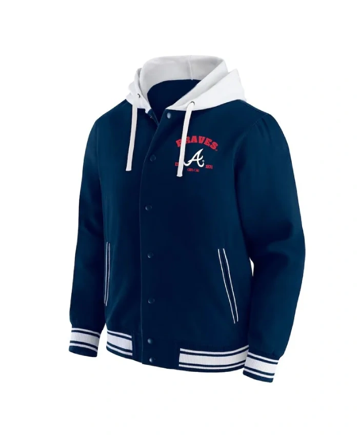Atlanta Braves Navy Cotton Hooded Jacket Atlanta Braves Navy Cotton Hooded Jacket product image