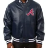 Atlanta Braves Navy Leather Varsity Jacket product image